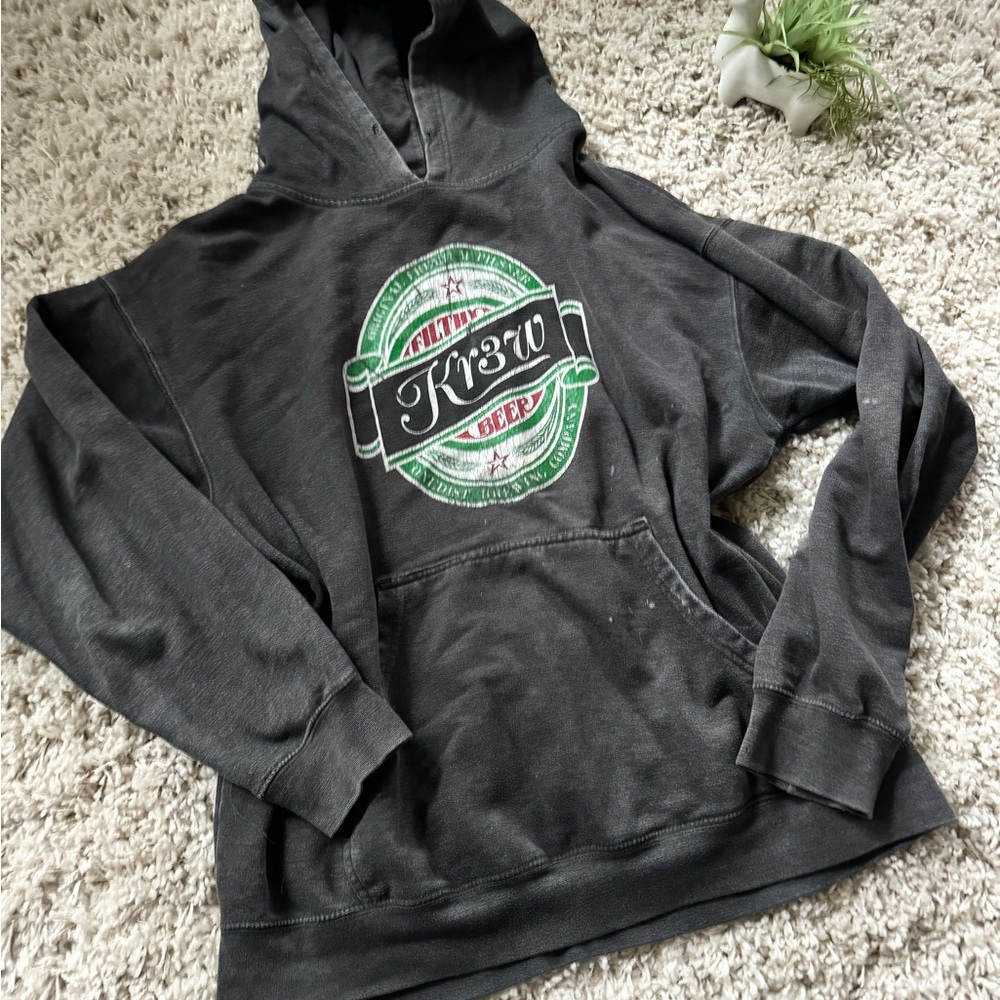 Filthy Krew beer Streetwear Skater Street Gray vintage hoodie.